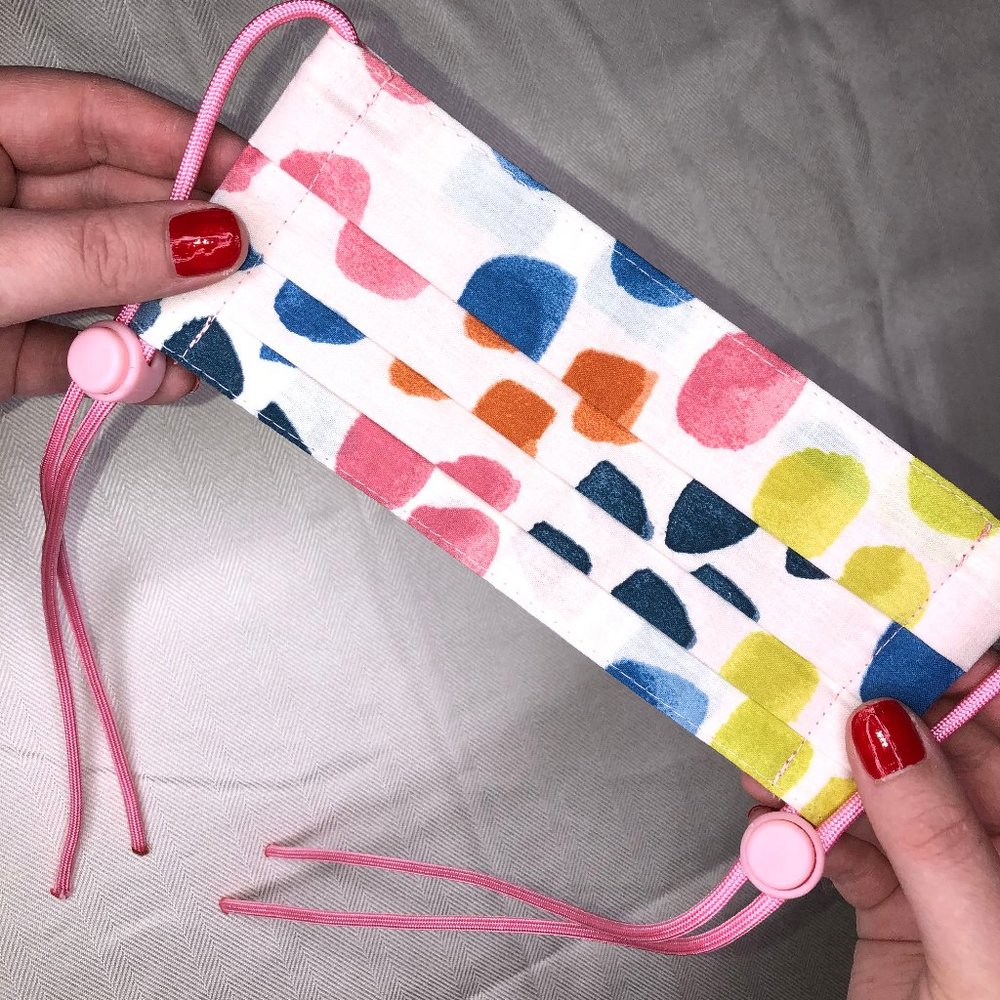 Handmade Colorful Spotted Print Pleated Face Mask